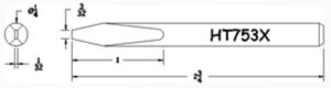 Hexacon HT753X Soldering Tip  | 1/4 Semi-Chisel  | for P30, P34, 30H & 34H Irons