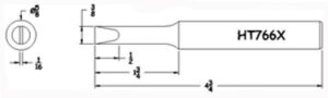 Hexacon HT766X Soldering Tip  |  5/8 Turned-Down Full-Chisel  | for P200, P250 & 200H Irons