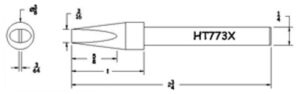 Hexacon HT773X Soldering Tip |  1/4 Mushroom Chisel  | for P30, P34, 30H & 34H