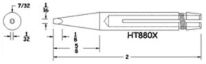 Hexacon HT880X Soldering Tip  | 1/16 Chisel |  Sleeve-Style | for Micro-Stedi Irons & Stations