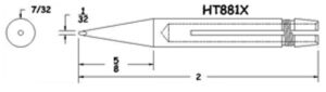 Hexacon HT881X Soldering Tip | 1/16 | Sharp-Conical | Sleeve-Style | for Micro-Stedi Irons & Stations