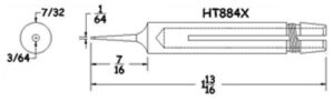 Hexacon HT884X Soldering Tip |  1/32 Bevel | Sleeve-Style | for Micro-Stedi Irons & Stations