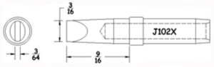 Hexacon J102X Soldering Tips |  3/16 | Conical-Chisel  | 5/Pk | for Therm-O-Trac Stations