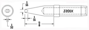 Hexacon J201X Soldering Tips | 1/16 Conical Chisel | 5/Pk  | for Therm-O-Trac Stations