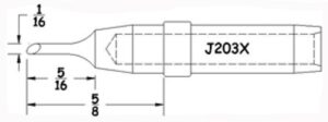 Hexacon J203X Soldering Tips  | 1/16 Turned Down Bevel |  5/Pk | for Therm-O-Trac Stations