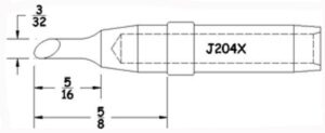 Hexacon J204X Soldering Tips | 3/32 Turned Down Bevel |  5/Pk |  for Therm-O-Trac Stations