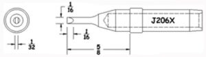 Hexacon J206X Soldering Tips  | 1/16 Turned Down Chisel  | 5/Pk  |( for Therm-O-Trac Stations