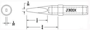 Hexacon J915X Soldering Tips  | 45° Sharp Bent Conical | 5/Pk | for Therm-O-Trac Stations