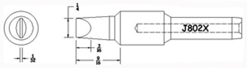 Hexacon J802X Soldering Tip | 1/8 Full Chisel | 5 /Pk | for Therm-O-Trac Magnum Stations