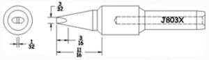 Hexacon J803X Soldering Tip  | 3/32 Semi Chisel | 5/Pk | for Therm-O-Trac Magnum Stations