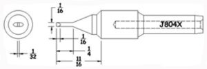 Hexacon J804X Soldering Tip | 1/16 Turned-Down Chisel  | 5/Pk.  | for Therm-O-Trac Magnum Stations 2300/2300B