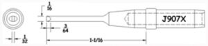 Hexacon J907X Soldering Tips  |  1/16 Conical-Chisel Extended Length Tip |  5/Pk | for Therm-O-Trac Stations