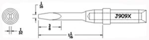 Hexacon J909X Soldering Tips |  1/16 Semi-Chisel Extended Length Tip |  5/Pk | for Therm-O-Trac Stations