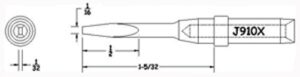 Hexacon J910X Soldering Tips | 1/16 Semi Chisel Extended Tip Length  | 5/Pk  | for Therm-O-Trac Stations