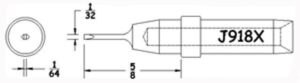 Hexacon J918X Soldering Tips  | 1/32 Turned Down Full Chisel | 5/Pk | for Therm-O-Trac Stations