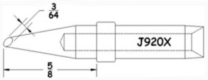 Hexacon J920X Soldering Tips | 3/64 45° Conical Bevel  |5/Pk  | for Therm-O-Trac Stations