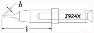 Hexacon J924X Soldering Tips  | 1/32 Turned Down Bevel 30°  | 5/Pk  | for Therm-O-Trac Stations