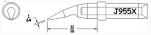 Hexacon J955X Soldering Tips | 1/64 Sharp Bent Conical | 5/pk  | for Therm-O-Trac Stations