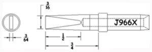 Hexacon J966X Soldering Tips |  3/16 Chisel  | 5/Pk  |  for Therm-O-Trac Stations