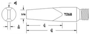 Hexacon T268 Soldering Tip | 1/2 Semi-Chisel | Copper Screw-Tip | For SI-85 Iron