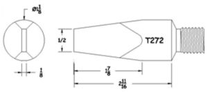 Hexacon T272 Soldering Tip  | 1-1/8" Semi-Chisel | Copper Screw-Tip | For  SI-225 Iron