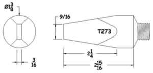Hexacon T273 Soldering Tip | 1-3/8" Semi-Chisel | Copper Screw-Tip | For SI-350 Iron