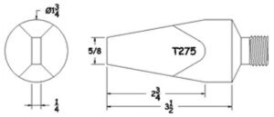 Hexacon T275 Soldering Tip | 1-3/4" Semi-Chisel | Copper Screw-Tip | For SI-700 & SI-800 Irons