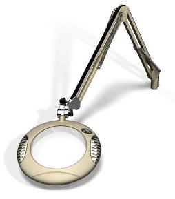 O.C. White 62400-4 Green-Lite Round LED Magnilite Magnifier 7.5in Diameter 4-Diopter Lens 43 Reach Clamp Mount ESD-Safe Black or White