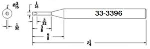 Plato 33-3396 3/16" Turned Down Full Chisel Solder Tip | Equiv to Hexacon HT892X
