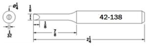 Plato 42-138 1/4 Turned Down Full Chisel Soldering Tip  / Equivalent to Hexacon HT324X / American Beauty 703 / Esico 412-246 & 412-159