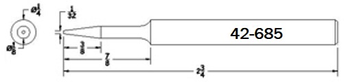 Plato 42-685 1/4 Turned-Down Sharp-Conical Soldering Tip / Equivalent to Hexacon ht452 / American Beauty 739 / Esico 442-147