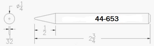 Plato 44-653 1/4 Long Sharp Conical Soldering Tip / Equivalent to Hexacon HT202 / Esico 440-138