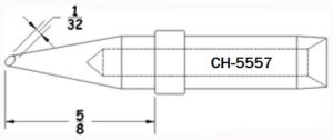 Plato CH-5557 1/32 Conical Bevel Soldering Tip | Equivalent to Hexacon J911