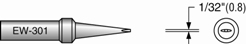 Plato EW-301 Short Screwdriver Soldering Tip; 1/32; Equivalent to Weller ETH