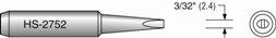 Plato HS-2752 Screwdriver Soldering Tip; 3/32;  Equivalent to Hakko T18-D24 (900M-T-2.4D)