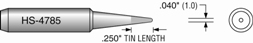 Plato HS-4785 Conical Soldering Tip; .040 ; Equivalent to Hakko T-18B (900M-T-B) | CLEARANCE