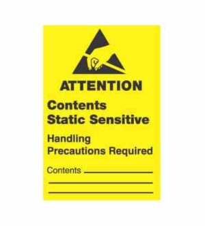 Transforming Technologies LB-9120 ESD Attention Label  | Yellow | 1-3/4 x 2.5" | Self-Adhesive | 500/Roll